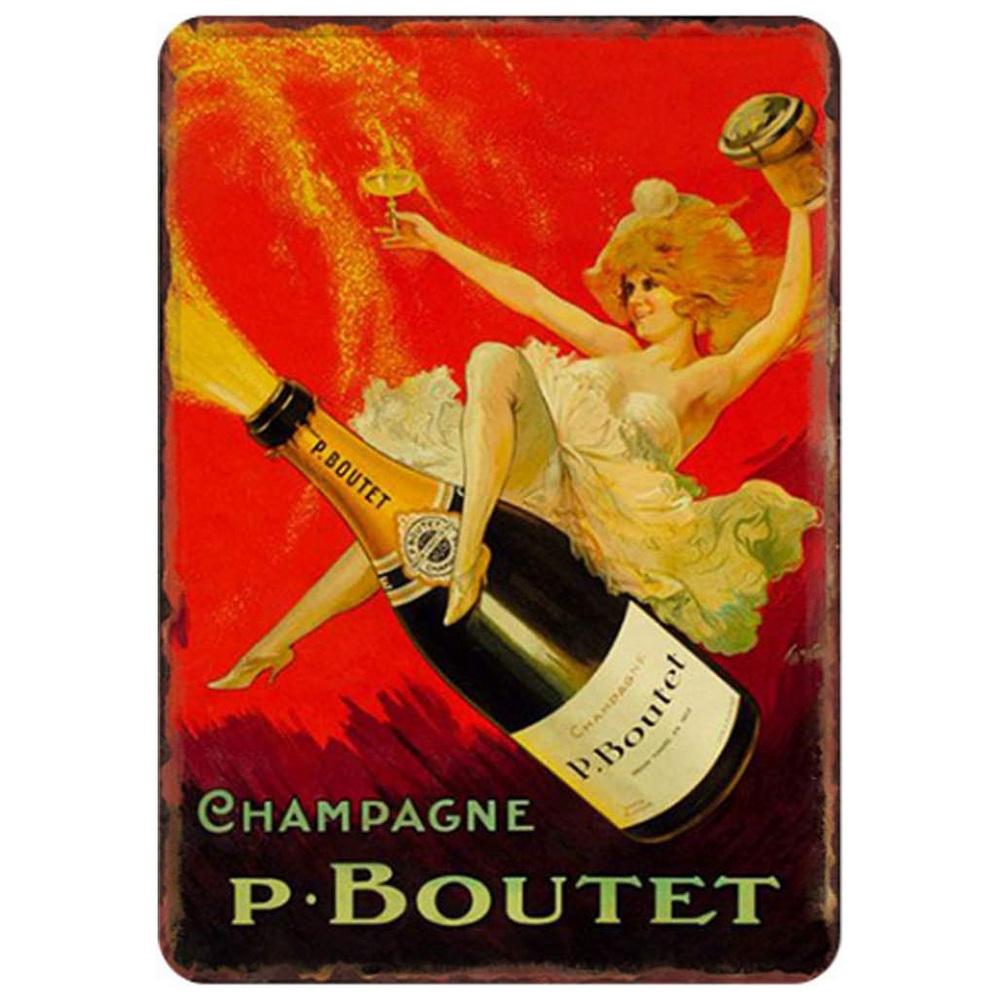 Silver Palate Champagne Vintage Retro Metal Tin Signs Vintage Wall Decor Metal Plaque Poster For Home Club Bar Pub Tavern Coffee