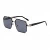 Double Beam Square Aviator Sunglasses, Unisex Half Frame European-American Style