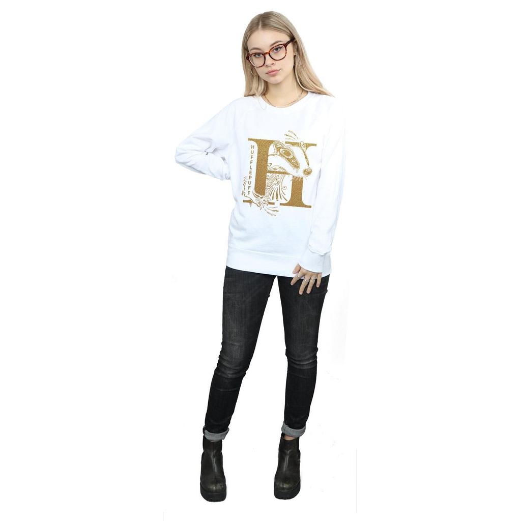 Harry Potter Womens/Ladies Hufflepuff Glitter Sweatshirt