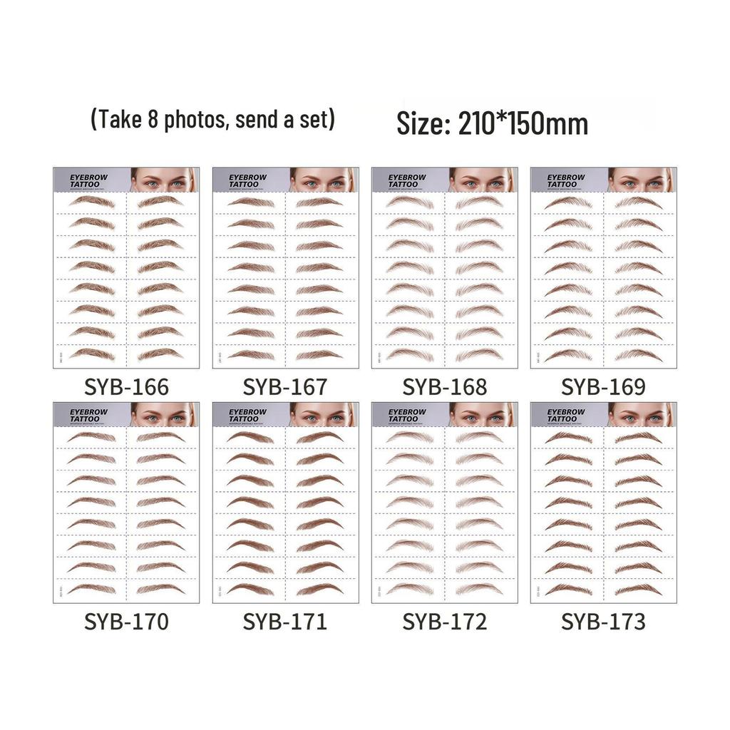 In Stock: 6D Waterproof Eyebrow Tattoo Stickers - Black/Brown Microblading Simulation