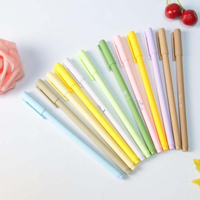 1 Box Stationery Cute Morandi Color Gel Pen Creative Press Office Gift School Supplies Stationery Kawaii Pens