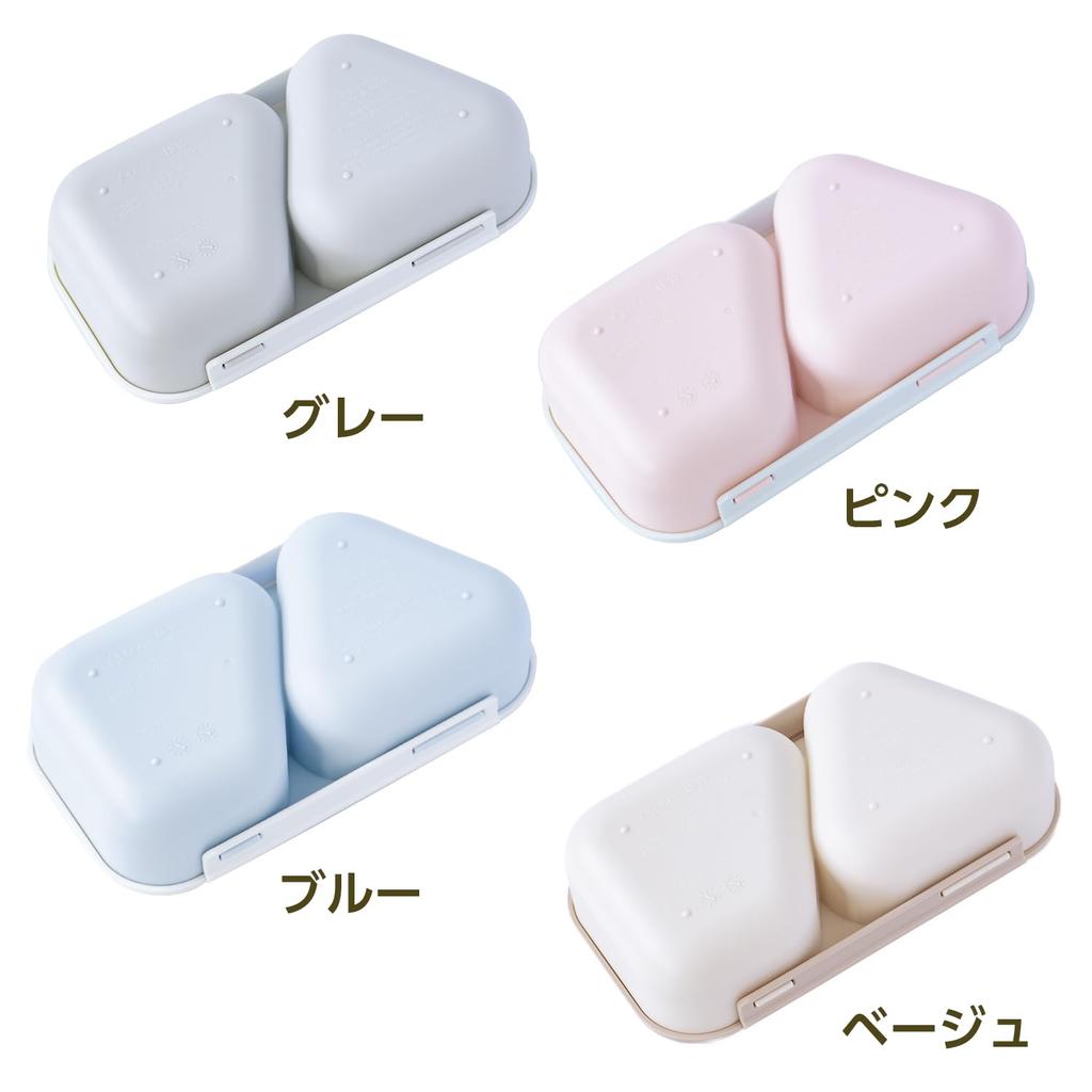 OSK Onigiri Lunch Pastel with Pressed Microwave Made in Japan Box, 465ml, Gray, Mould, Antibacterial, Lock, Safe, LS-15,
