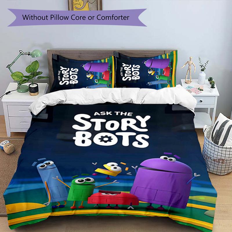 Ask the StoryBots 3pcs Bedding Set Duvet Cover Closure Includes 1 Duvet Cover & 2 Pillowcases for All Seasons Bedroom Home Dorm Decor
