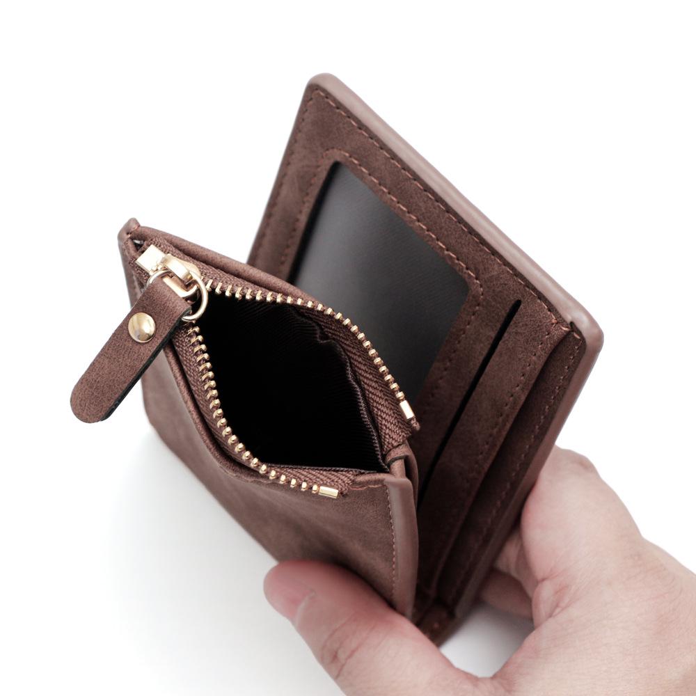 Frosted Men's Short Coin Purse Wallet with Money Clip