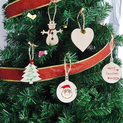10pcs Wooden Christmas Ball Decoration Painting Blank Wood Slices Ornament Xmas Tree Hanging Pendant Craft Home Decor