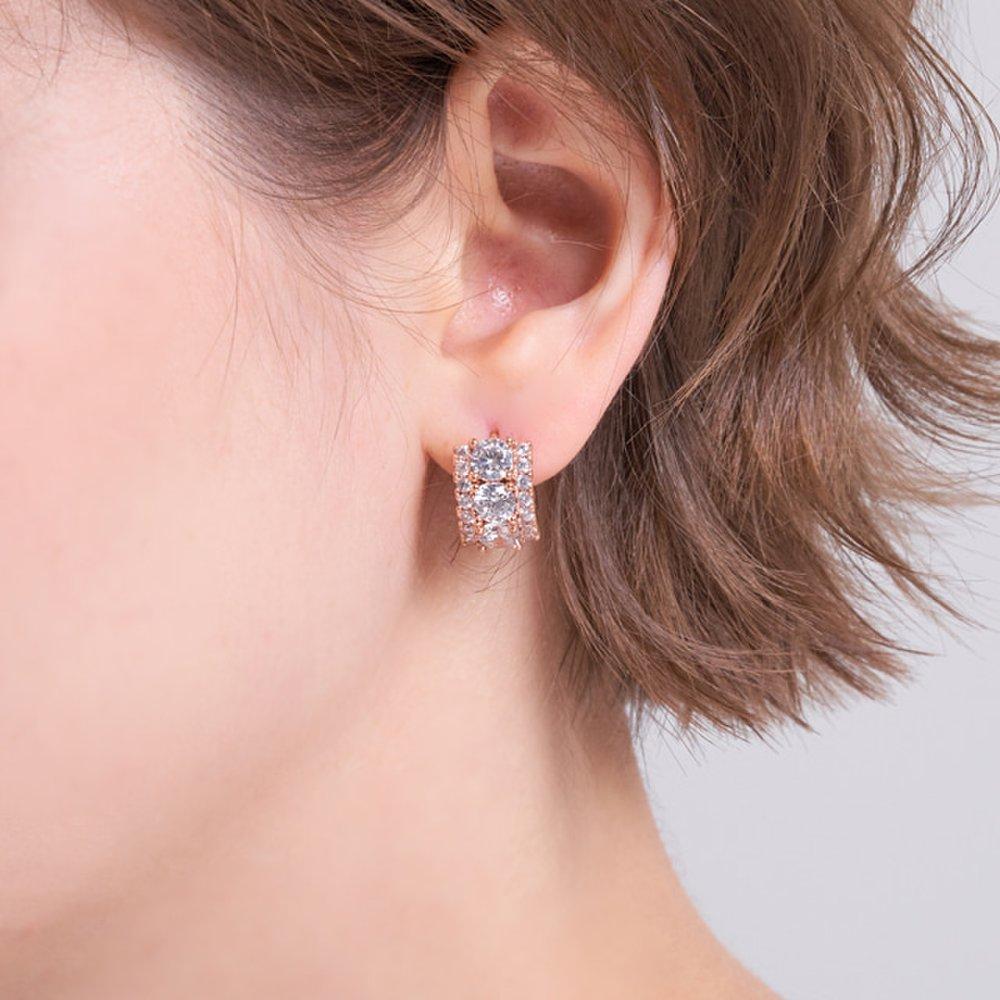 14K Glitz Stone One-Touch Earrings (Gold Pin) Elgpee571