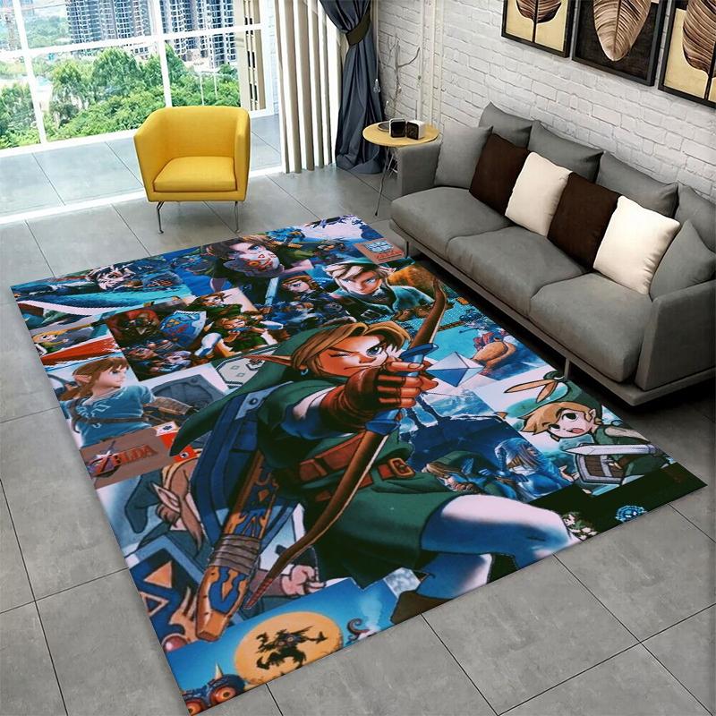Classic Game Z-Zelda Cartoon Link Carpet Rug for Playroom Bedroom Living Room Sofa Home Decor,kid Area Rug Non-slip Floor Mat