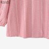 ZANZEA Women Casual Round Neck Grid Print Loose 3/4 Sleeve Blouse