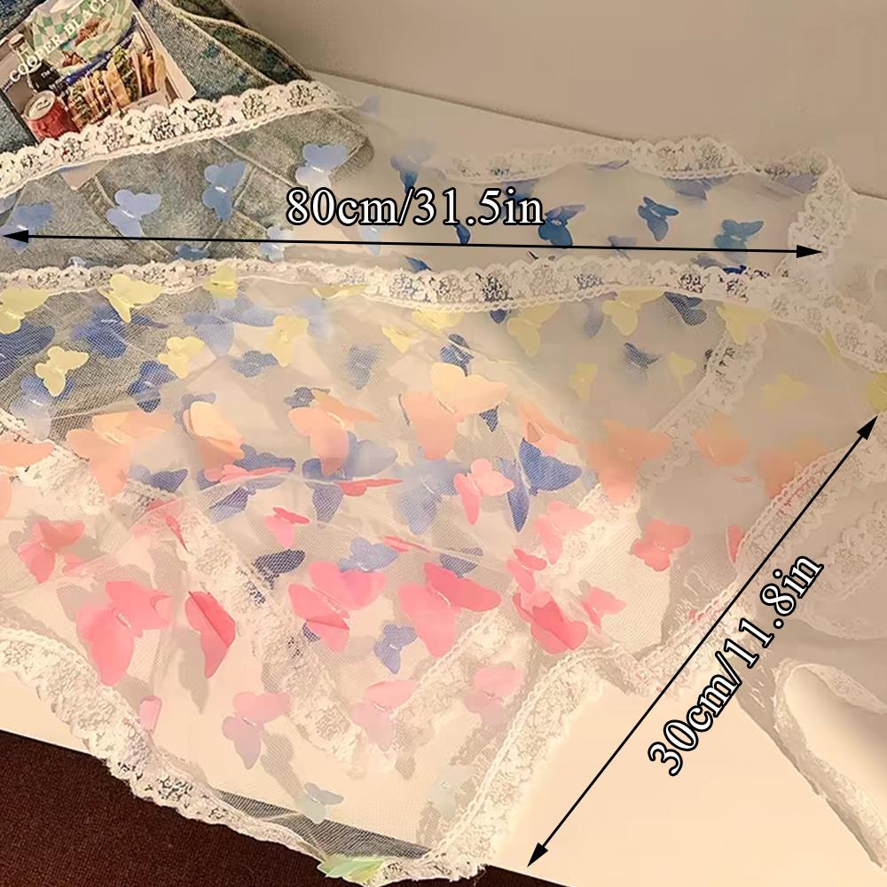 Woman Lace Triangle Headscarf Headwear Butterfly Print Turban Bandana Headbands Girl Court Bonnet Fashion Sweet Hair Accessories