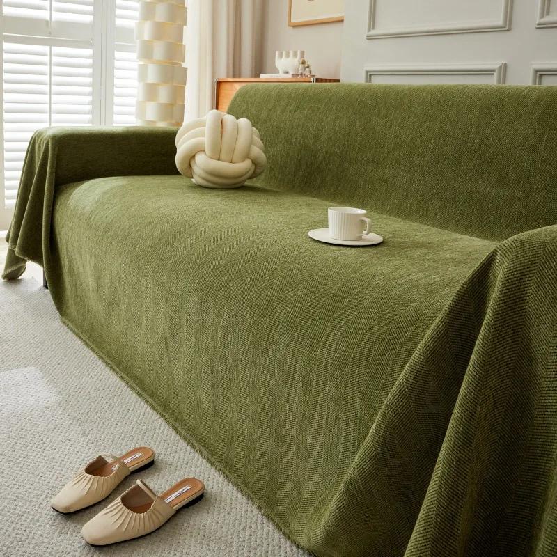 Simple Universal Solid Color Chenille Sofa Cover For All Seasons Non Slip Durable Dustproof Furniture Cushion Home Decoration