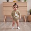 Infant Baby Knitted Rompers Cute Long Sleeve Round Neck White Goose Letter Embroidery Jumpsuit