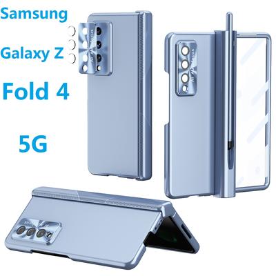 Magnetic Bracket For Samsung Galaxy Z Fold 3 Fold 4 Case Plating Hard Pen Slot Hinge Protection Film Cover