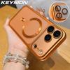KEYSION Plating Transparent Matte Magnetic Phone Case for MagSafe for iPhone 17 Pro Max Air Hard PC Lens Film Shockproof Cover