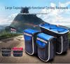 Waterproof Bicycle Top Tube Bag with Rain Cover - Four-in-One Mountain Bike Front Bag