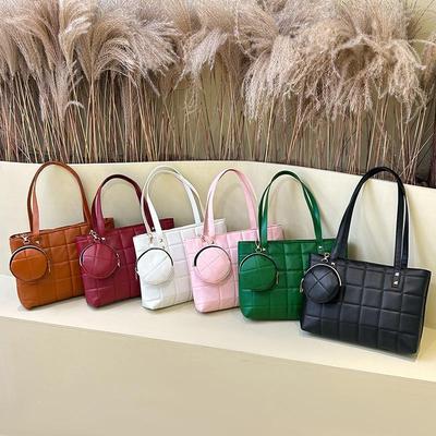 Set de Bolso de Hombro Acolchado para Mujer 2025 - Estilo Coreano de Moda, Bolso de Mano de Gran Capacidad