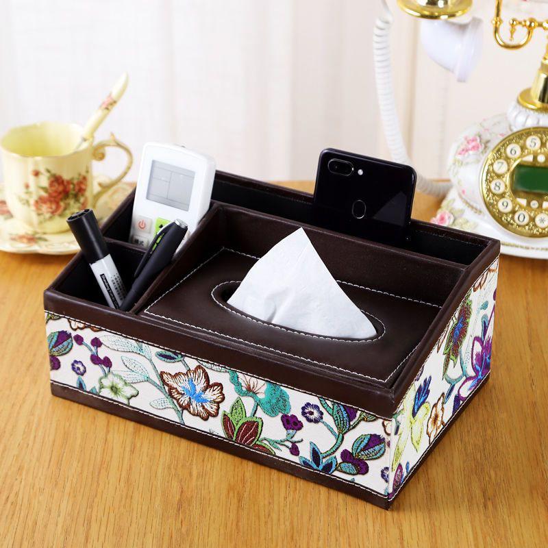 Multi-functional Tissue Box with Remote Control Storage for Living Room
