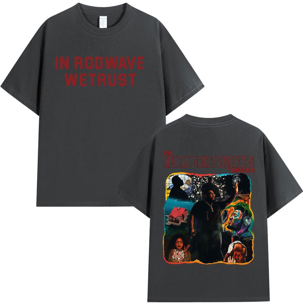 Rapper Rod Wave The Redemption Experience Tour 2025 Merch Tshirt Mens Hip Hop Fashion Pure Cotton Tshirt
