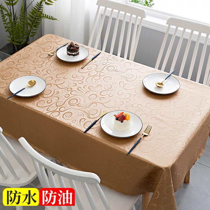 Runde Tischdecke aus Kunststoffspitze, dicke, mehrfarbig bedruckte Tischdecke, wasserdicht, ölbeständig, waschbar