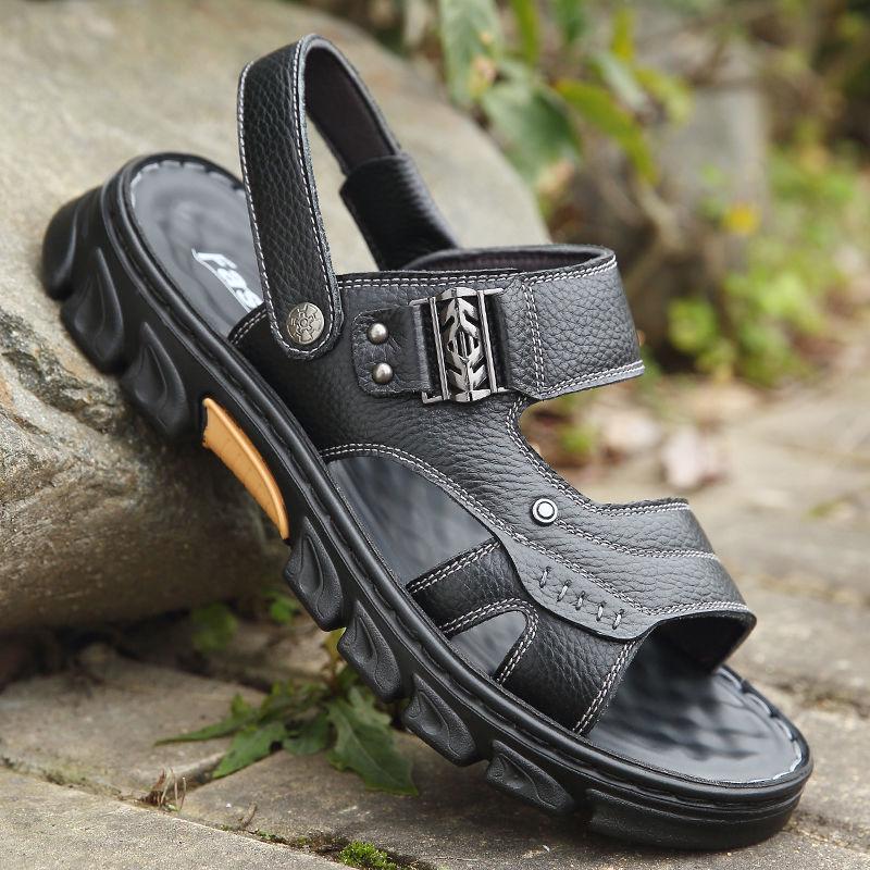 

Мужские сандалии из натуральной коровьей кожи 2024 года: Нескользящие тапочки для вождения и пляжа Size 39