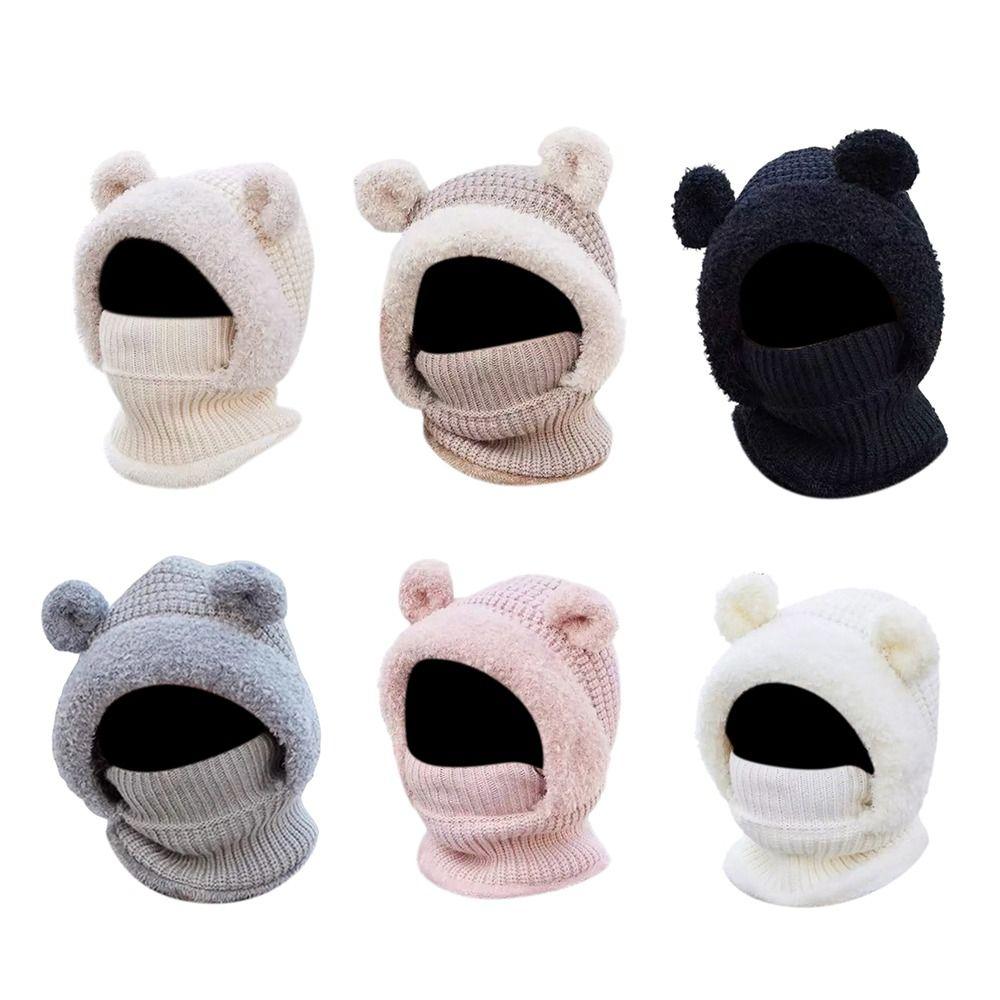 Woolen Kids Winter Hat Windproof Hooded Cap New Neck Warmth Cover Winter
