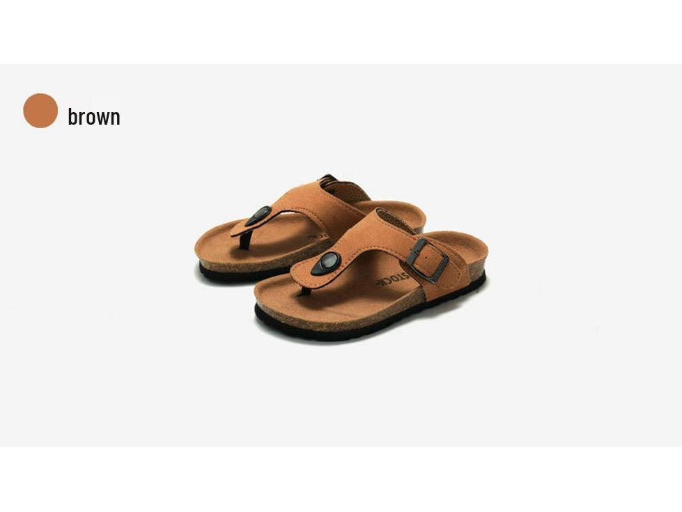 2025 Spring/Summer Kids' Cork Thong Sandals - Trendy Korean Style Toe-Post Flip-Flops for Boys and Girls