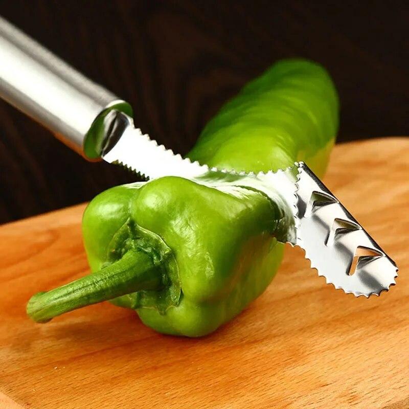 Edelstahl Paprikakernentferner Grüner Paprika Kernentferner Kernstecher Multifunktionaler Kernausgräber Kleine Küchenwerkzeuge