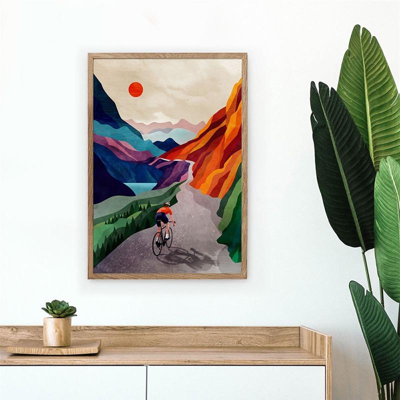 Modern Bicycle Poster Art Canvas Print Colorful Cycling High In The Mountains Wall Picture Home Room Decor Painting Gift Cuadros