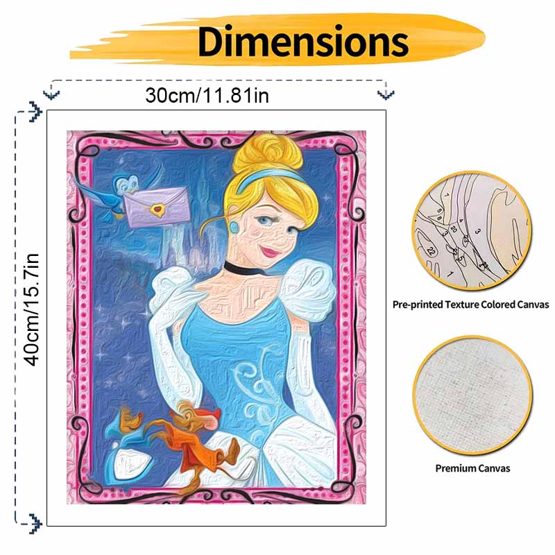 Disney Cinderella Oil Painting Art Set Handmade Diy Gift Home Decoration