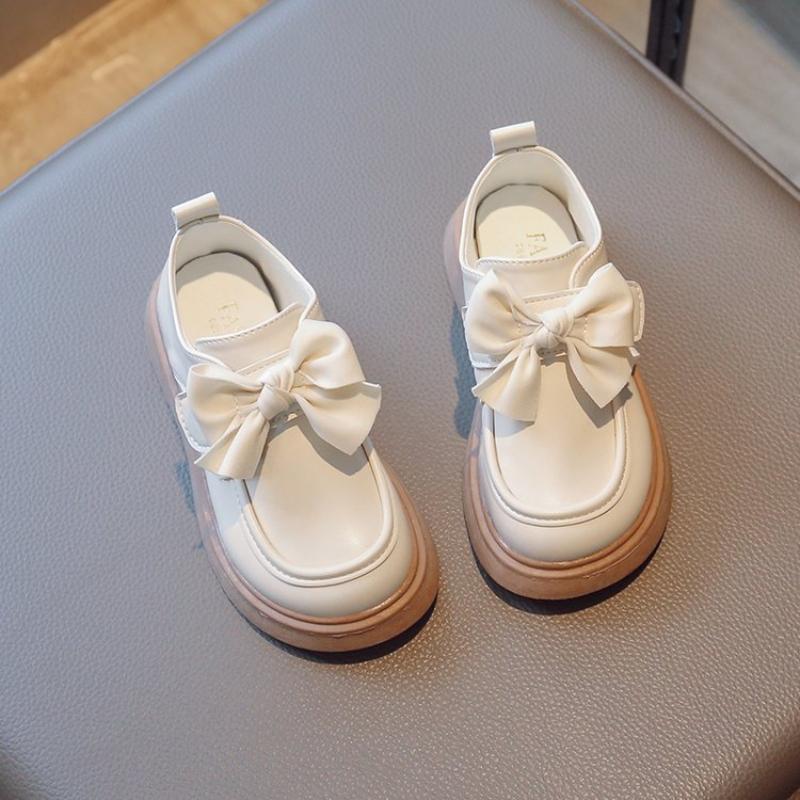 Spring Autumn New Children Loafer for Girl Fashion British Style Princess Chic Bowtie Anti-slippery Casual Performance Shoe