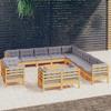 Vidaxl 14-Cz. Tuin Lounge Set, Grijze Kussens, Grenenhout