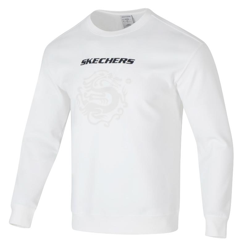 Skechers Fashion Sports Series Comfortable Loose Fit Pullover Long Sleeve Sweatshirt Unisex sweatshirt White P124U033-00QF XL