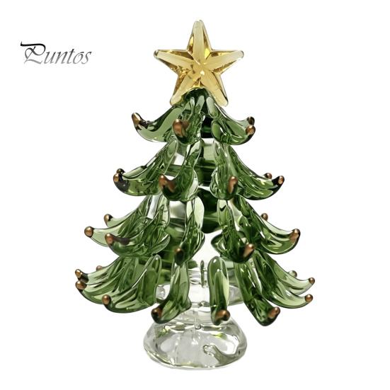 Modern Christmas Decorations for Windowsills Decorative Glass Tree with Star Topper, Mini Small Festive Centerpieces Dining Tables Figurine, Creative