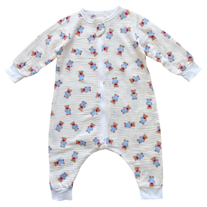 Baby Cotton Gauze Sleepsuit Romper Toddlers Lightweight Breathable Pajamas Unisex
