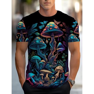 Vtipná letní pánská 3D trička s potiskem hub Psychedelické barvy Streetwear Tričko Ležérní Móda Krátký rukáv Top Pánské oblečení