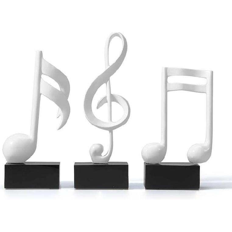3 Pieces Gold Music Note Decor Sculptures Home Decor for Shelf Decor Aesthetic Resin Gold Music Note Statue Table Decorations for Living Room Office