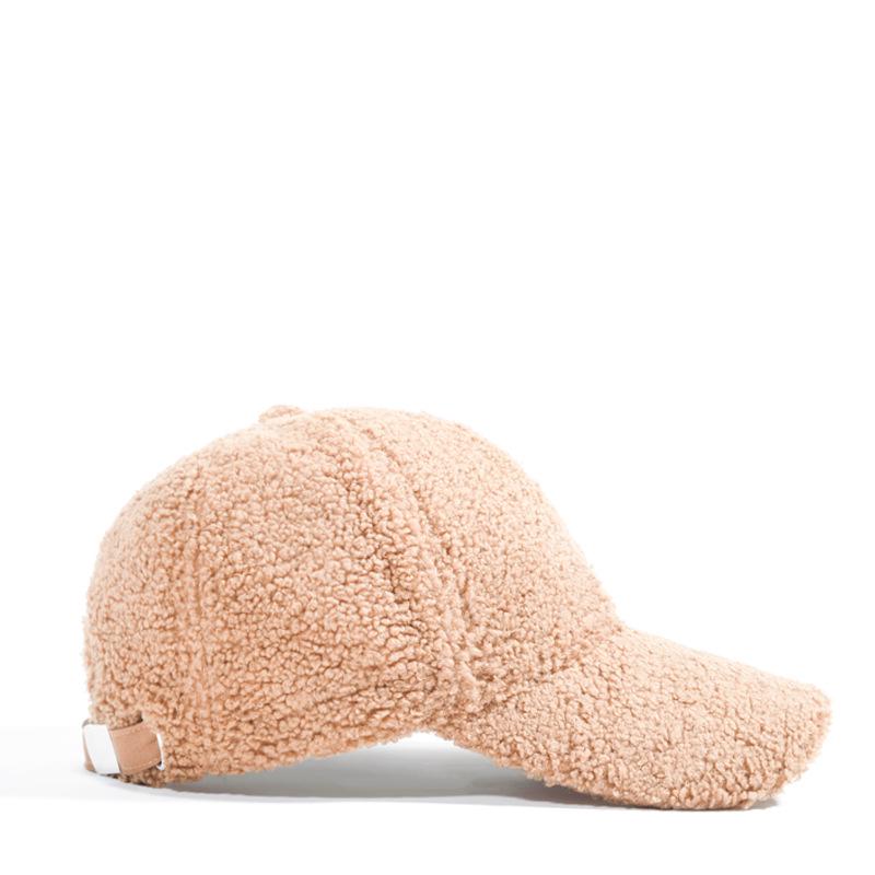 Unisex Korean Style Thickened Lamb Wool Baseball Cap for Autumn and Winter - Solid Color, Warm, Casual Outdoor Hat