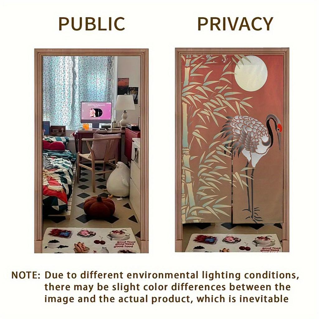 1pc Japanese-Style Door Curtain with Elegant Bamboo Design, Easy Rod Pocket Installation, Size 34x56 Inches – Perfect for Room/E