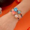 Fashion Halloween Handmade Braided Bracelet for Women Pumpkin Skeleton Skull Big Flower Beaded Bangles Festival Party Zircon