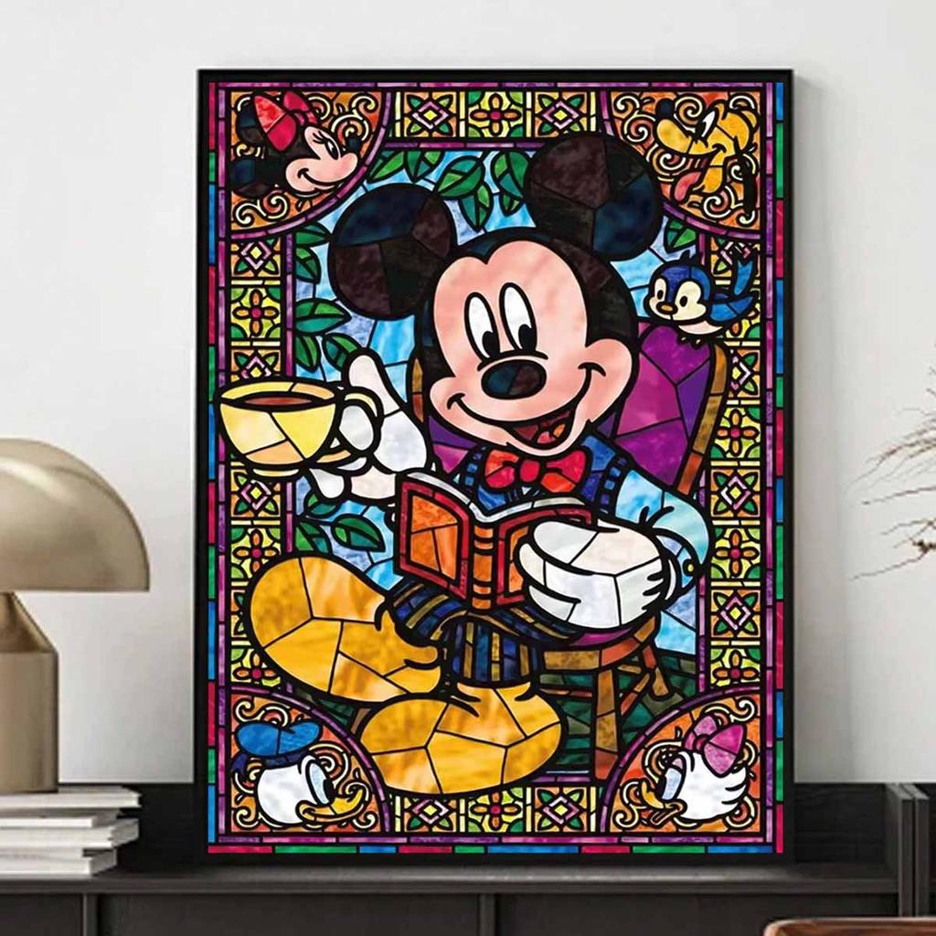 DIY Diamond Painting Mickey Drinking Coffee Cross Stitch Kit Mosaic Art Diamond Painting Full Circle Diamond Home Decoration