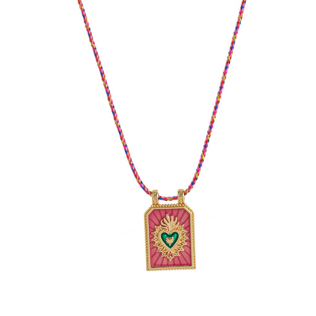 Stylish And Simple Color Rope Love Tarot Pendant Necklace Lucky Bead Chain Gold-Plated Color Retention