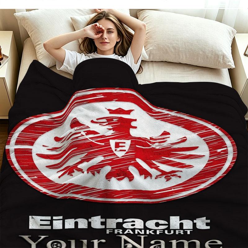 1PC Eintracht Frankfurt Custom Name Patterned Flannel Blanket Suitable For All Seasons for Home Decor Warmth and Comfort Gifts Holiday Present
