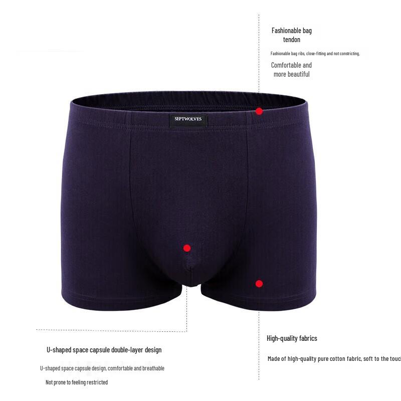 Septwolves Men's Pure Cotton Boxer Briefs