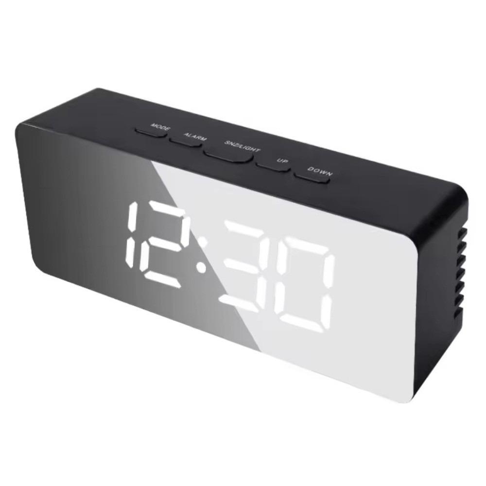 New White Digital Clock Night Light Display Time LED Mirror Table Clock Desk Clock USB Desktop Alarm Clock