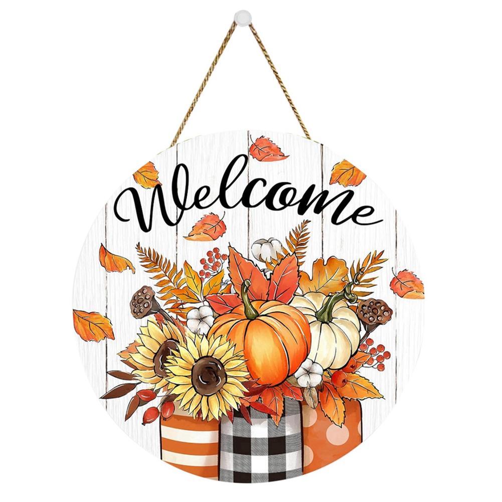 

Дом Дверь Приветственная Табличка Декорация Серия Хэллоуин Деревянный Подвесной Круглый Логотип Табличка