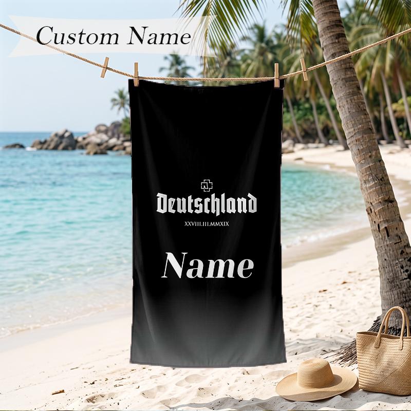Rammstein Custom Name Printed Beach Towel Personalized Soft Towel For Swimming Beach Travel