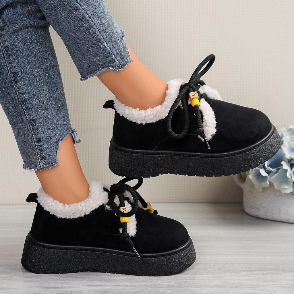 Dames 2025 Vinter Frostet Snøstøvler med Tykk Såle og Pluss Fløyelsfôr