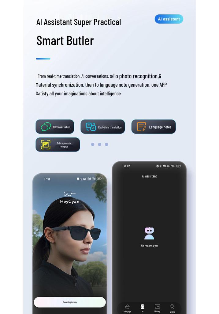 AI Smart Glasses with 800W Camera: Voice Control, Outdoor Photography, Real-time Translation