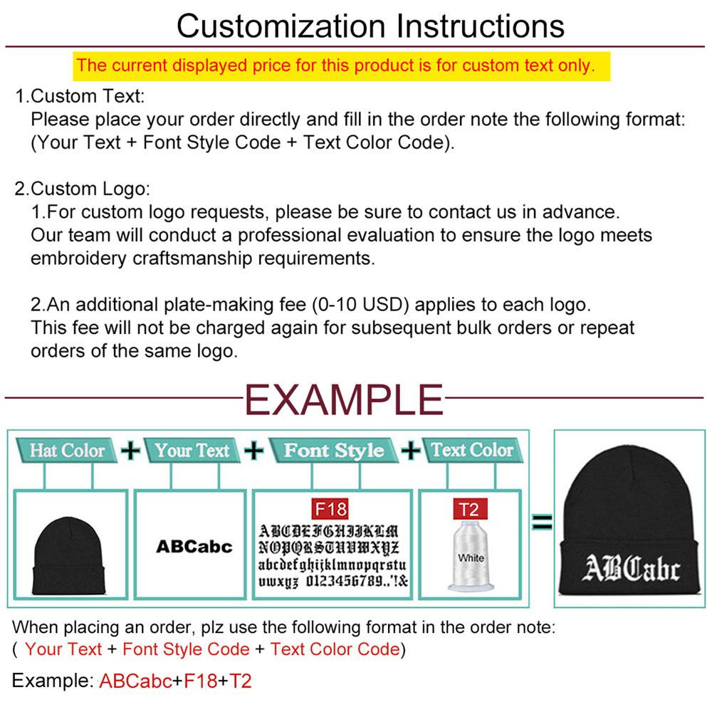 Personalized Custom Beanies Hats with Embroidery Text Logo for Men Women Warm Winter Knitted Cuff Beanie Cap Dropshipping