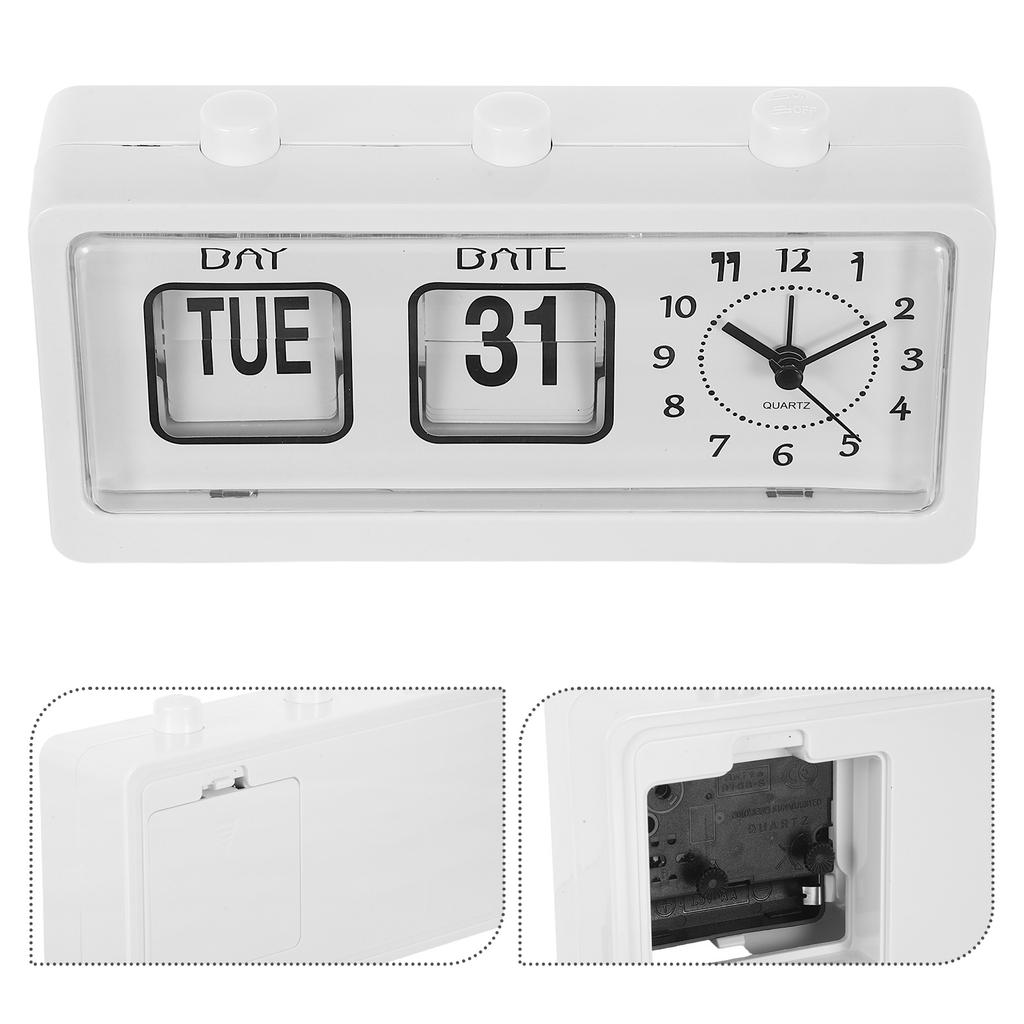 Flip Desk Clock with Manual Date Adjustment Vintage Style Calendar Display for Kids Bedroom Study Room Office Desktop Decorative