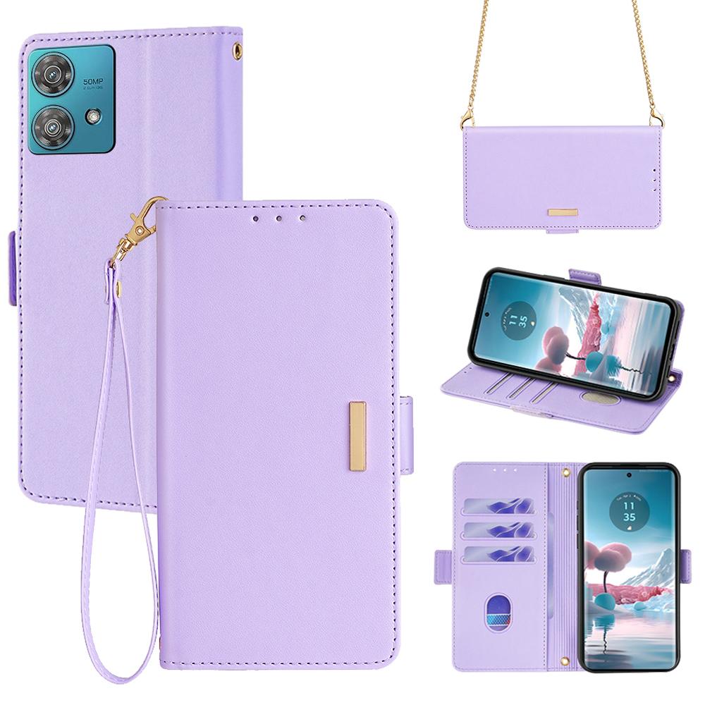 For Motorola Edge 40 Neo 5G Wallet Case RFID Blocking PU Leather Phone Cover with Straps